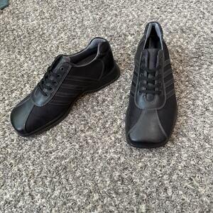 Vintage Y2k GBX Black Leather Oxford Shoes Men's 10 M Square Toe Punk Grunge 90s